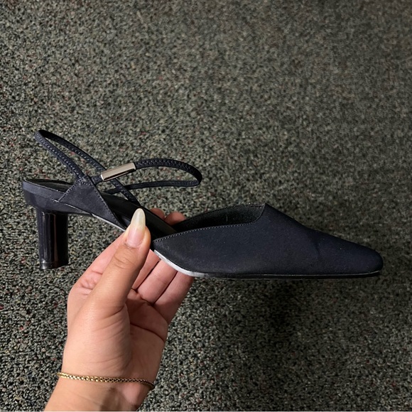 Black Vintage Y2K 90s Strappy Low Block Kitten Square-Toe Heels Comfortable Sz 8 - Picture 5 of 16